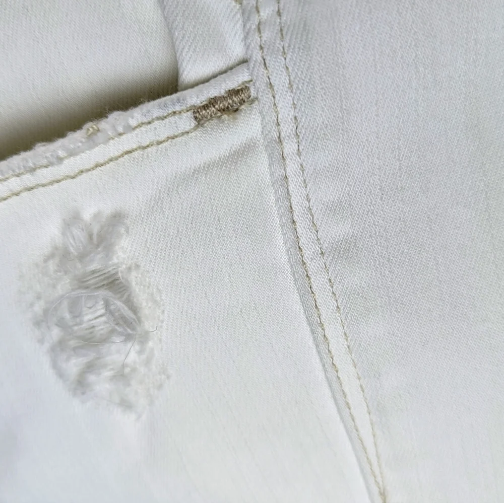 AYR Jean Skinny Stretch Ankle High Rise Distressed Ripped Zip Fly White 31 NWT - Picture 14 of 16